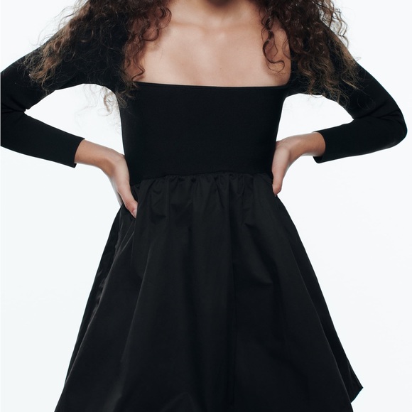 Zara Combination Black Knit Mini Dress - size M - Picture 6 of 10